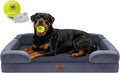 Waterproof Orthopedic Dog Bed for Extra Large Sized Dogs | Memory Foam Pet Bed Sofa with Bolster, Dog Couch with Washable Cover & Non-Slip Bottom, 45x35 Inch, Dark Grey