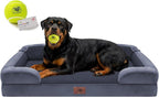 Waterproof Orthopedic Dog Bed for Extra Large Sized Dogs | Memory Foam Pet Bed Sofa with Bolster, Dog Couch with Washable Cover & Non-Slip Bottom, 45x35 Inch, Dark Grey