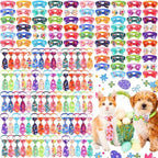 Chunful 150 Pcs Easter Dog Bow Ties Collars Bulk Easter Adjustable Cat Dog Bowtie Neckties Collars Set Basic Bow Tie for Small Medium Pet Grooming Accessories by Chunful