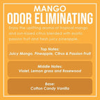 Mango Odor Eliminating Highly Fragranced Candle - Eliminates 95% of Pet, Smoke, Food, and Other Smells Quickly - Up to 80 Hour Burn time - 12 Ounce Premium Soy Blend