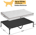 Veehoo Outdoor Elevated Dog Bed with Washable & Waterproof Cushion, Cooling | Large Raised Dog Cot with Removable Cover, Brethable Mesh, Orthopedic Pet Bed for Indoor & Outdoor, 49" x 32", Dark Grey