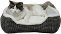 Luxury Square Grey Cat & Dog Bed - Soft Washable Animal Pet Beds with Anti-Slip & Water-Resistant Bottom, Perfect for Indoor Small Dogs & Cats, Kittens & Puppies