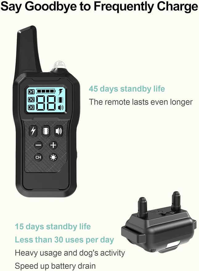 Dog Training Collar with Remote - 2 Pack Shock Collar for Medium Large Dogs | 2600 ft Range, IP65 Waterproof, Flashlight, Beep Vibe Adjustable Static Modes for Recall Guide, Train Sit, Bad Dog Behaviors