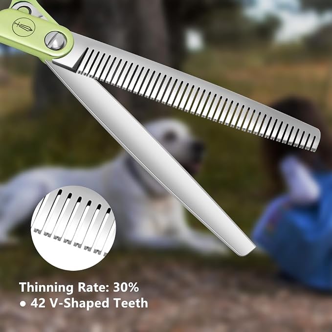 HASHIMOTO Thinning Shears for Dogs, Dog Thinning Shears for Grooming, 42 Teeth, 6.5 inch, 30% Thinning Rate, Extremely Light Weight, Designed for Professional Pet Groomers or Family DIY Use.