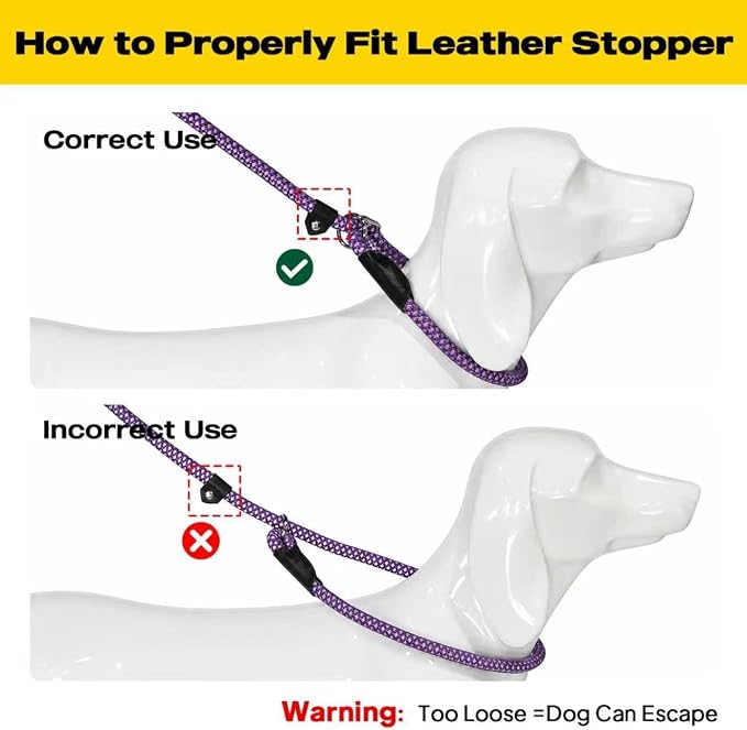 Fida Slip Leads for Dogs, 4 FT x 1/2" Dog Leash Heavy Duty Comfortable Strong Rope Lead for Large, Medium Dogs, No Pull Pet Training Leash with Highly Reflective,Purple