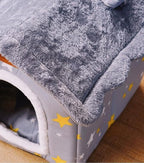 Dog House Indoor Portable Puppy Cave Cat Nest Kennel Pet Bed fit 7.5kg/17lb | Portable Memory Houses with Cushion (Grey, M:Size fits 7.5kg/17lbs (Pets))