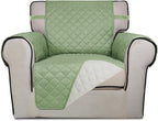 PureFit Reversible Chair Sofa Cover Dog Couch Covers for Sofa, 25.5 in | Sage Green/Ivory, Water Resistant Couch Protector, Washable Pet Couch Cover with Non Slip and Elastic Straps For Kids
