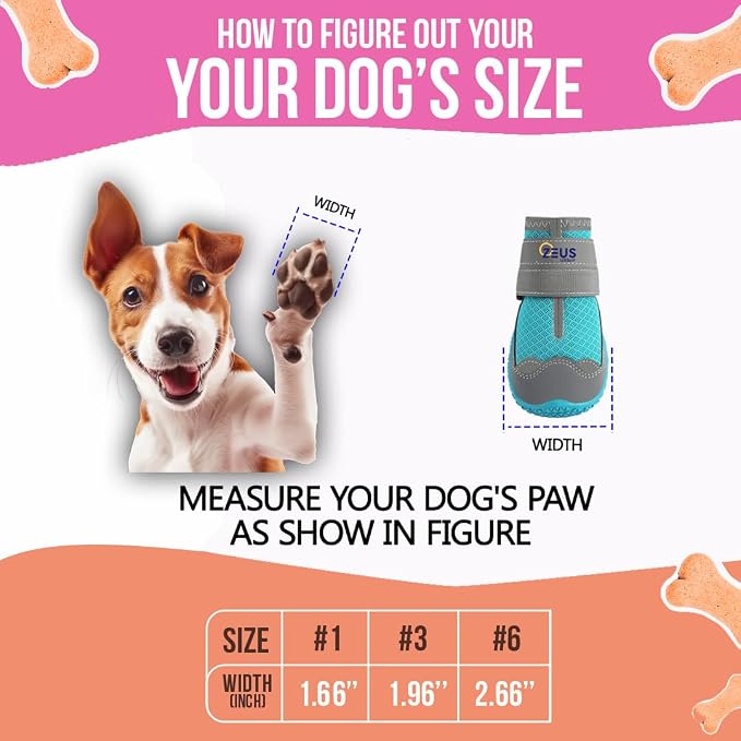 Dog Boots – Breathable Paw Protectors, Anti-Slip Sole (4 Pack, Size 3, Blue), for Small Dogs | Hiking, Hot Pavement & Winter Snow | Adjustable Straps with Reflective Safety Design