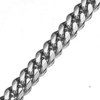 Heavy Duty Stainless Steel Dog Chain Leash, 3FT/4FT/5FT Cuban Link Metal Dog Leashes, for Large Medium Small Dogs, with Genuine Leather Handle (Silver, 3FT)