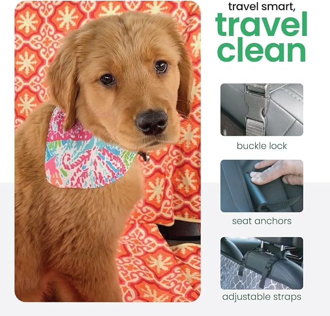 Molly Mutt 3-in-1 Back Seat Cover for Dogs, 100% Cotton Canvas Back Seat Hammock with Headrest Straps, Belt Slots, & Anchors, Non-Skid Cargo Area Cover, Machine Washable, No Harmful Chemicals, 56"x56"
