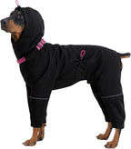 Kouser Waterproof Full-Body Coverage Dog Raincoat, Black XL | Dog Raincoat with Reflective Stripes, Adjustable Dog Rain Jacket with Leash D-Ring, Hooded Poncho for Small Medium Large Dogs