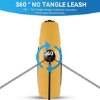 360°No Tangle 26 Ft Retractable Dog Leash for Dogs up to 99lbs | Heavy Duty Pet Walking Leash for Small Medium Large Dogs, Anti-Slip Handle, Strong Nylon Tape, One-Handed Brake, Yellow