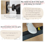 Lumizone 55.12" Extra Tall Pet Gate for Cat Dog 30.12"-34.05" Wide Black | Extra Tall Cat Gate for Doorway Hallway Stairs Pressure Mounted 1.37" Gap No Drilling Auto-Close Dual-Lock
