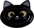 The Cat Ladies Ceramic Cat Bowls - Whisker Friendly Food Bowl - Cute Pet, Kitten Plates - Dishes for Indoor Cats - Dish for Wet Food & Water - Platos para Gatos - Black Cat, Large