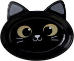 The Cat Ladies Ceramic Cat Bowls - Whisker Friendly Food Bowl - Cute Pet, Kitten Plates - Dishes for Indoor Cats - Dish for Wet Food & Water - Platos para Gatos - Black Cat, Large