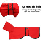Greyhound Whippet Raincoat Waterproof with Reflective Stripe high Neck fit for Italian Greyhounds Whippets Long Back Breeds - Red - S