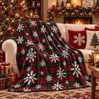 Hunnmingre Christmas Flannel Throw Blanket 50x60 In,Red Green Buffalo Plaid - Image 4