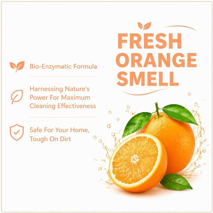 Multi-Purpose Probiotic Enzyme orange Cleaner, 1 Gallon (128 oz.) - Pet Stain and Odor Remover - Concentrated - Professional & Home Strength Drains, Floors, Bathrooms, Toilets Trash Can, Made in USA