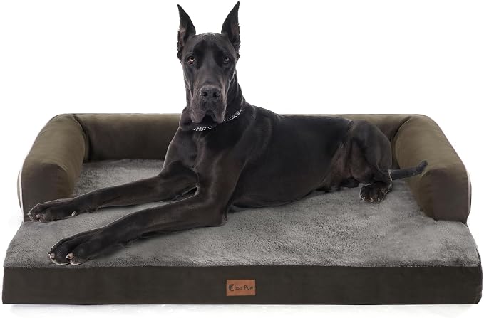 Orthopedic Dog Bed for Extra Large Dogs, Dark Green, 53x42in | Orthopedic Foam Relieves Joint Pressure, Bolsters Supports Head And Neck, Washable Cover, Non-Slip Bottom