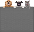 Largest Dog Food Mat, 39.5"x29.5" Silicone Dog and Cat Mat for Food and Water Bowls, Thinken Waterproof Non-Slip XXXL Pet Feeding Mat for Floors (Dark Gray)