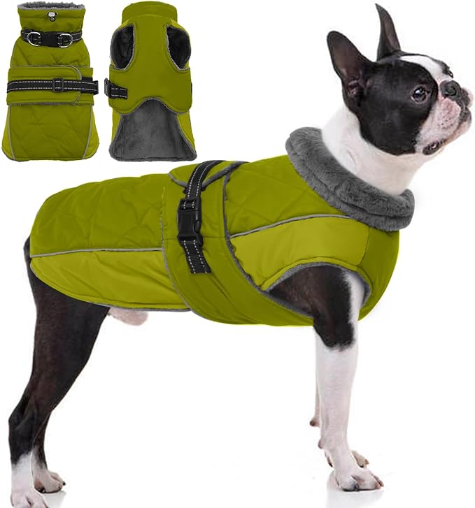 QBLEEV Warm Dog Jacket - Reflective, Adjustable Winter Coat with Turtleneck for Cold Weather, Waterproof Fleece Snowsuit for Small, Medium, Large Dogs