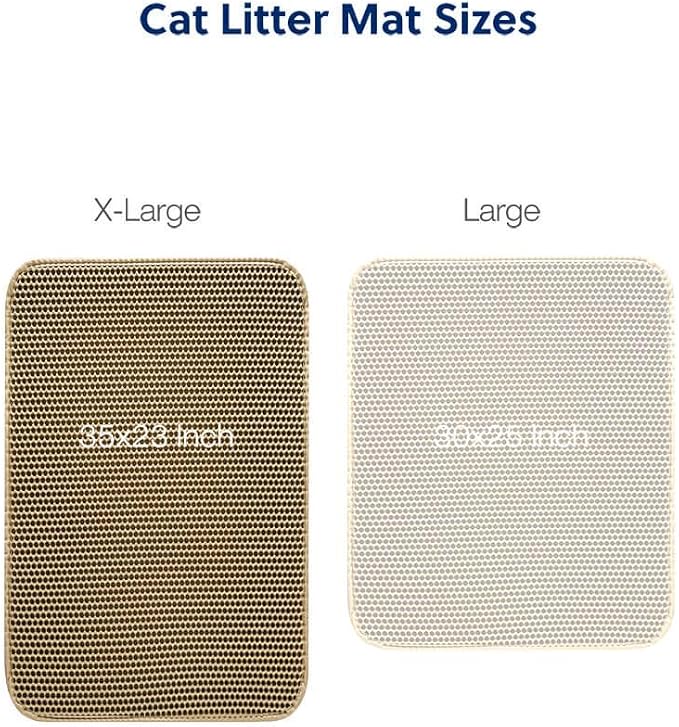 Cat Litter Mat, Kitty Litter Trapping Mat, Honeycomb Double Layer Mats, No Phthalate, Urine Waterproof, Easy Clean, Scatter Control, Catcher Litter Tray Box Rug Carpet