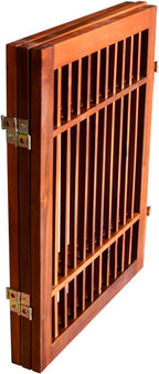 Urnporium Freestanding Wooden Dog Gate Foldable Indoor Pet Gate No Drill Expandable Barrier for Doorways Stairs Hallways Portable Wood Fence for Small Dogs & Puppies (Brown Pet Gate, 3 Panel 24" Tall)