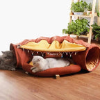LEFTSTARER 2-in-1 Collapsible Cat Tunnel for Indoor Bed and Hideout - Pet Dog Rabbit Bunny Ferret Tunnel Tubes Toys with Removable Washable Mat, Tower Wheel Stuff