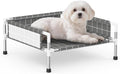 Elevated Dog Bed with Guardrail, Raised Pet Bed for Small Dogs | Rust-resistant stainless steel frame with safety fence & soft cotton fabric. Anti-slip feet for secure indoor and outdoor use