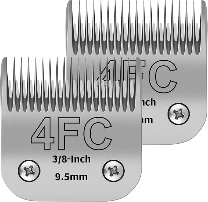 4FC Pet Dog Grooming Detachable Ceramic Blades Kit, 3/8" (9.5mm), 2 PCS | Compatible with Andis, Compatible with Oster A5, Compatible with Wahl KM10 Clippers