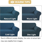 H.VERSAILTEX Stretch Couch Covers for 3 Cushion Couch Sofa Slip Covers for Living Room Feature Thick Checked Jacquard Fabric with Elastic Bottom, Sofa Large - Deep Teal