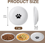Cat Food Bowl Set of 3, Ceramic Cat Bowls, Anti Whisker Fatigue Cats Bowl Set,5.9 Inches Shallow Wide Kitten Plates for Wet/Dry Food, Indoor Pets(Paw)