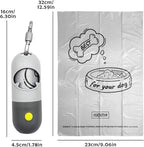 Dog Poop Bags Holder with LED Flashlight|Pet Waste Bags Dispenser for Leash|Doggie Potty Bags Container with Leak-proof Pet Trash Bags and Accessories (Light Gray, 1 Holder 15 Bags)