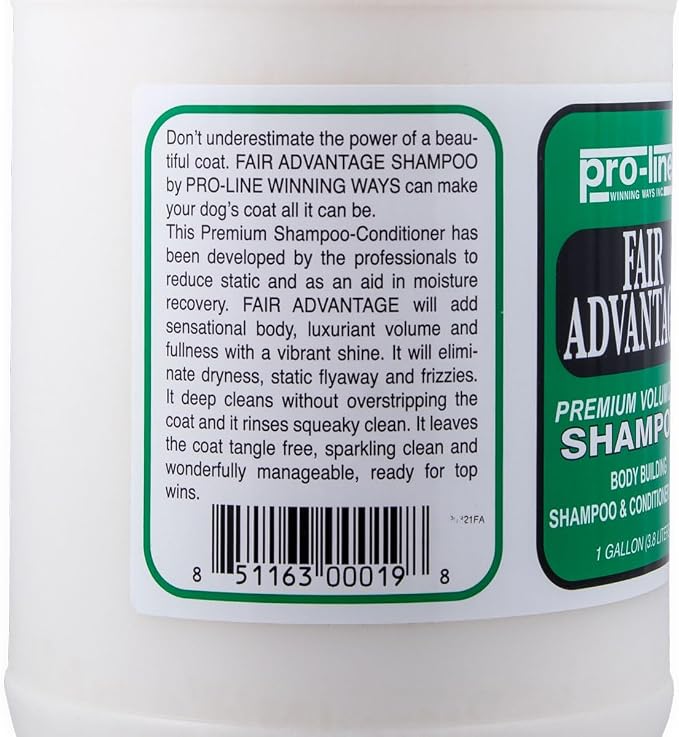 Chris Christensen Pro-Line Fair Advantage Shampoo & Conditioner - Premium Volumizing Shampoo for Dogs - Build Body While Providing Moisture - Anti Static Formula - 2 in 1 Shampoo & Conditioner-Gallon