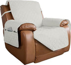 PureFit Reversible Recliner Chair Covers Couch Covers for Dogs, 28 in | Ivory/Ivory, Water Resistant Couch Protector, Washable Pet Couch Cover with Non Slip and Elastic Straps For Kids