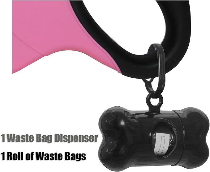 16 ft Retractable Dog Leash for Large Dogs up to 44 lbs,Tangle-Free Nylon Tape,Pink M