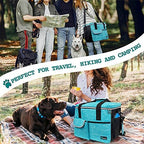 PetAmi Dog Travel Bag Organizer, Pet Travel Kit with 2 Food Containers & 2 Collapsible Dog Bowls, Pet Supplies Tote with Luggage Sleeve, Weekend Road Trip Camping Essentials, Teal Blue, Medium