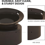 Raised Cat Bowls Set - Ceramic Dishes with Non-Slip Stand, 9° Tilted, Lead & Cadmium Free, for Small Dogs and Cats, 6.5" Wide - 2 x 320ML (10.8 oz), Black