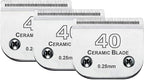 3PCS 40 Blades Dog Grooming Blades Compatible with Andis/Wahl Dog Clipper | Cut Length 1/100"(0.25mm),Dog Clipper Blade compatible with Oster A5 ,Ceramic Blade & Stainless Steel Blade