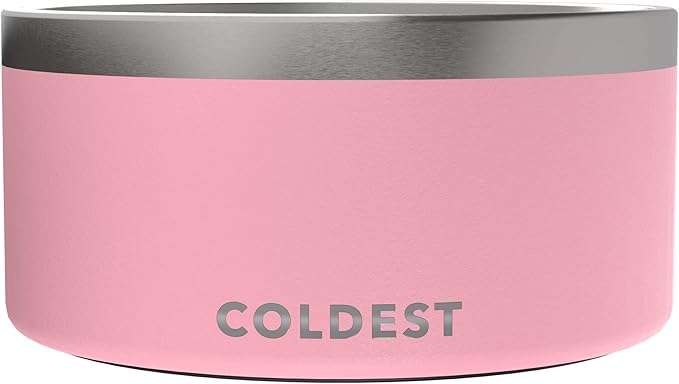 Coldest Dog Bowl - Anti Rust Metal, Non Slip, 3 Layers Insulated Stainless Steel Dog Bowls - Spill Proof & Heavy Duty - Water Bowl for Dogs, Cats & Pets, Dish Washer Safe (200 oz, Cotton Candy Pink)