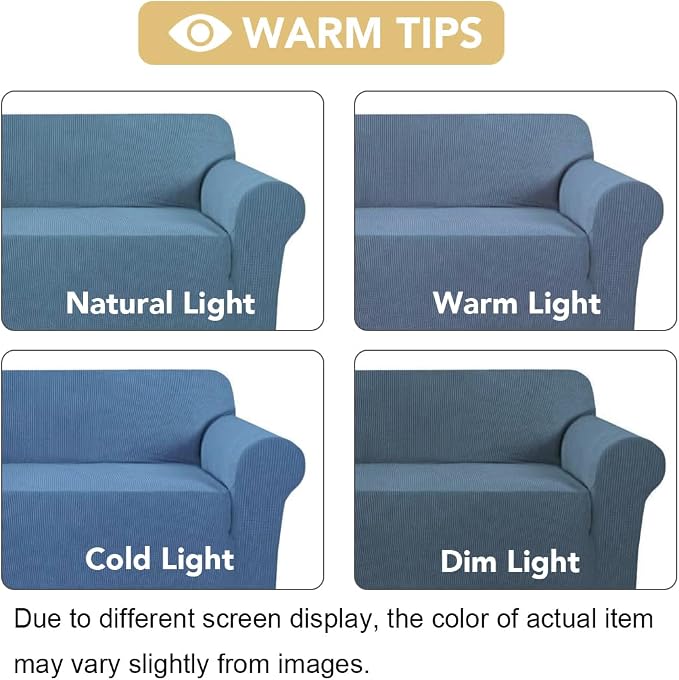 H.VERSAILTEX Armchair Cover High Stretch Sofa Slipcover 1 Piece Couch Covers for Sofa Durable Spandex Fabric Non Skid Machine Washable(Armchair 31"-40", Dusty Blue)