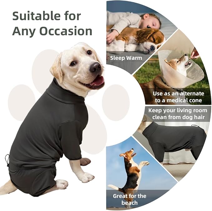 Dog Pyjamas PJS Sweater Clothes and Home Clothing Suitable for Medium to Large Breeds of Dogs, Dog Neutering Suits, Extra-Large Stretch Fabric, Four-Legged Clothes(Thin Dark Gray, 4XL)