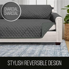 Sofa Shield® Couch Slip Covers for Dogs, Reversible Furniture Protector with Strap, Stain and Tear Resistant Cushion Cover, 62 inch Seat, Machine Washable Slipcover Dog Pets Cats, Charcoal