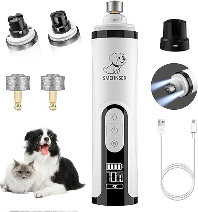 2026 Upgraded Silent Groom Pro Nail Grinder - 3-Speed Cordless Grooming Pro Nail Grinder, Pet Nail Trimmer with 2 LED Light,USB-C Rechargeable & 2 Grinding Wheels for Small Medium Large Dogs and Cats