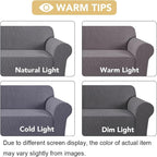 H.VERSAILTEX Stretch Sofa Covers for 3 Cushion Couch Covers Sofa Slipcovers for Living Room Feature Thick Checked Jacquard Fabric with Elastic Bottom, Sofa Large - Grey