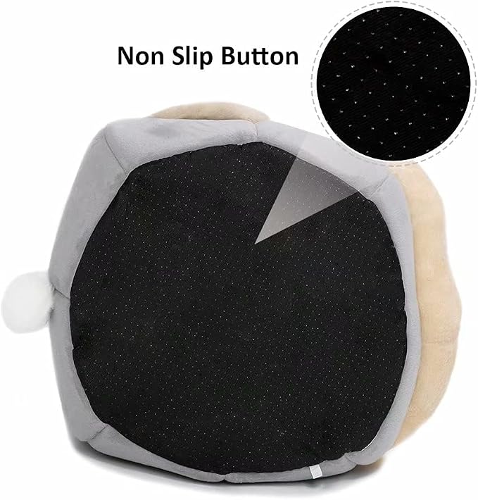 Cat Beds for Indoor Cats-Rabbit-Shaped Cat Cave Bed with Hanging Toy,Grey M | Super Soft Calming cat Tent house for Kitten&Puppy,Warm Plush&Machine Washable&Removable Cushioned Pad,Cute cat Hideaway