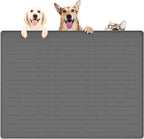 39.4"x29.5" Large Pet Food Mat, Silicone Dog Mats for Food and Water, Nonslip Pet Feeding Mats for Floors,Dog Cat Bowl Mat with Raised Edges, Dark Gray