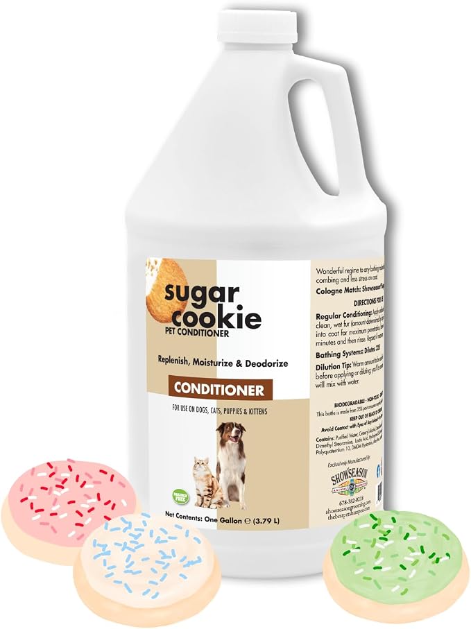 Showseason® Sugar Cookie Pet Conditioner 1 Gallon | Long-Lasting Odor Eliminator | Paraben-Free | Biodegradable and Non-Toxic | Made in The USA