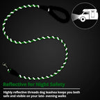 Rope Dog Leash 6 FT: Heavy Duty Leashes with Swivel Lockable Hook Reflective Threads Bungee and Padded Handle - Dog Lead for Large Small Medium Dogs Outside Walking Hiking Green