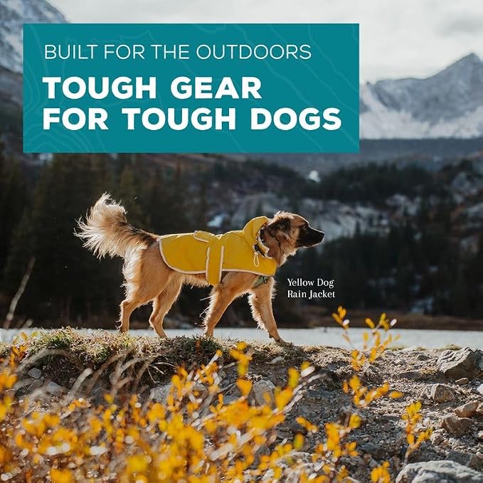 Wilderdog Dog Jacket Waterproof Raincoat with Breathable Interior, Removable Hood, Torso Strap, Secure Closures, Back Pocket and Two Hanging Loops, Foldable into Back Pocket